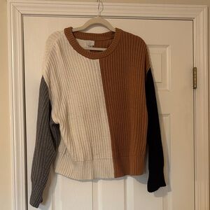 a new day Colorblock Sweater - Cream, Tan, Gray, and Black
